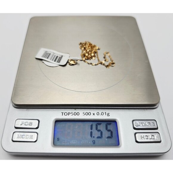 Unique 14K Yellow Gold Designer Resizable Mirror Valentino Link Chain Necklace - Picture 14 of 14